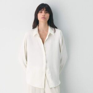 Aritzia Baker Satin Shirt - Light Birch